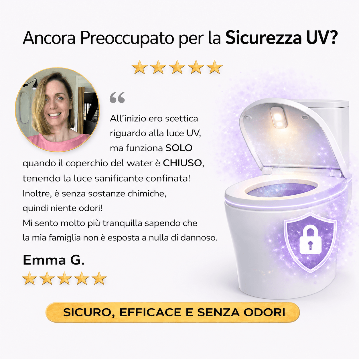 Igienizzatore UV autopulente per WC con luce notturna