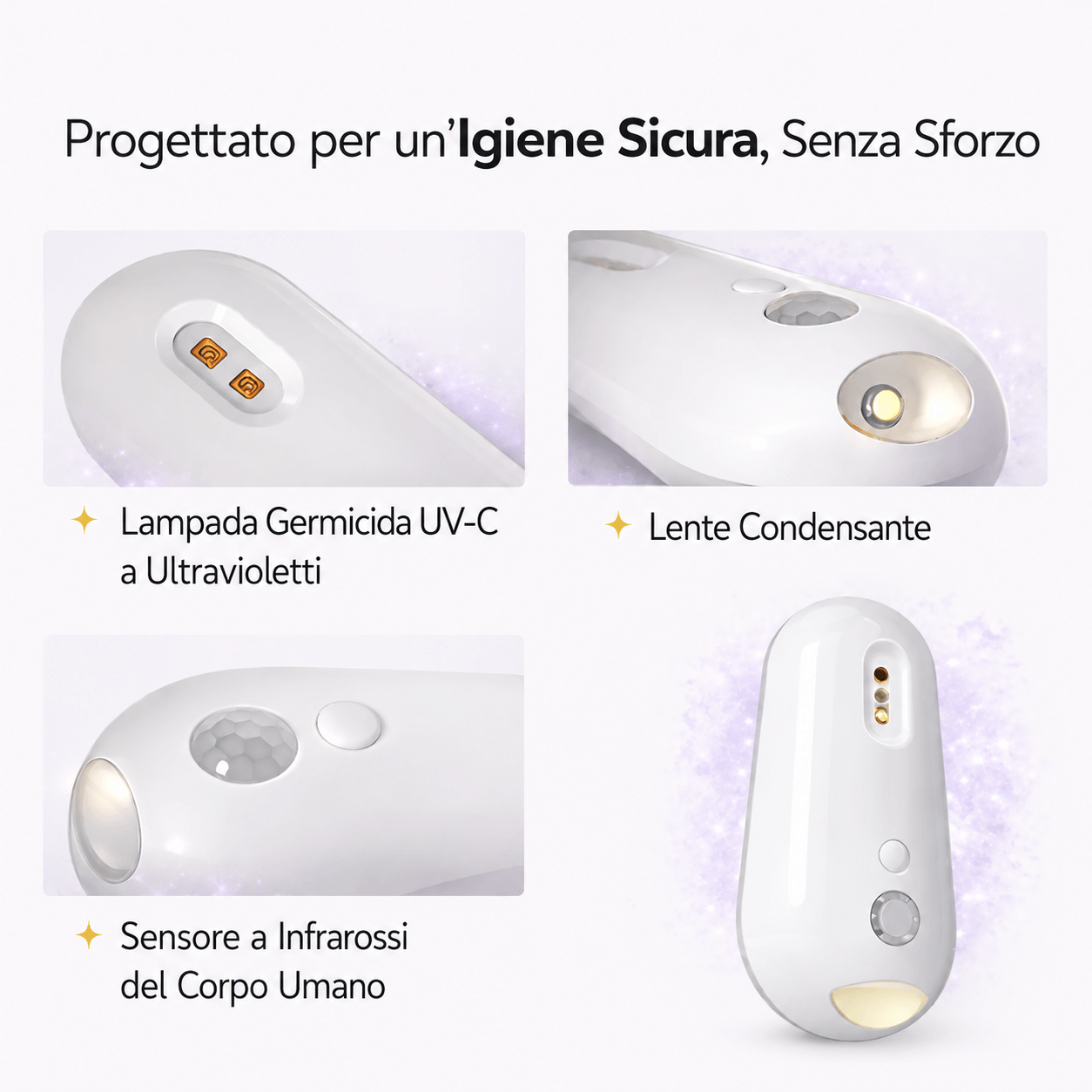 Igienizzatore UV autopulente per WC con luce notturna